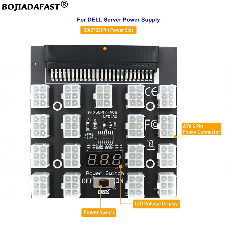 17 * PCI-E 6ピンコネクタブレークアウトボードオン - 2400W Server Psu Breakout Board のレビューと価格